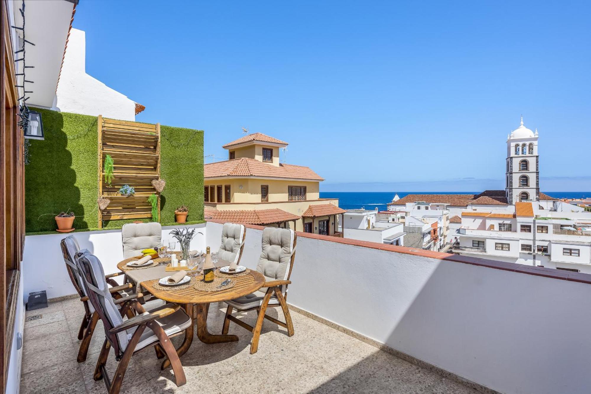 Central Penthouse, Close To The Natural Pools With Big Terrace, Ocean & City View Garachico  Exterior foto